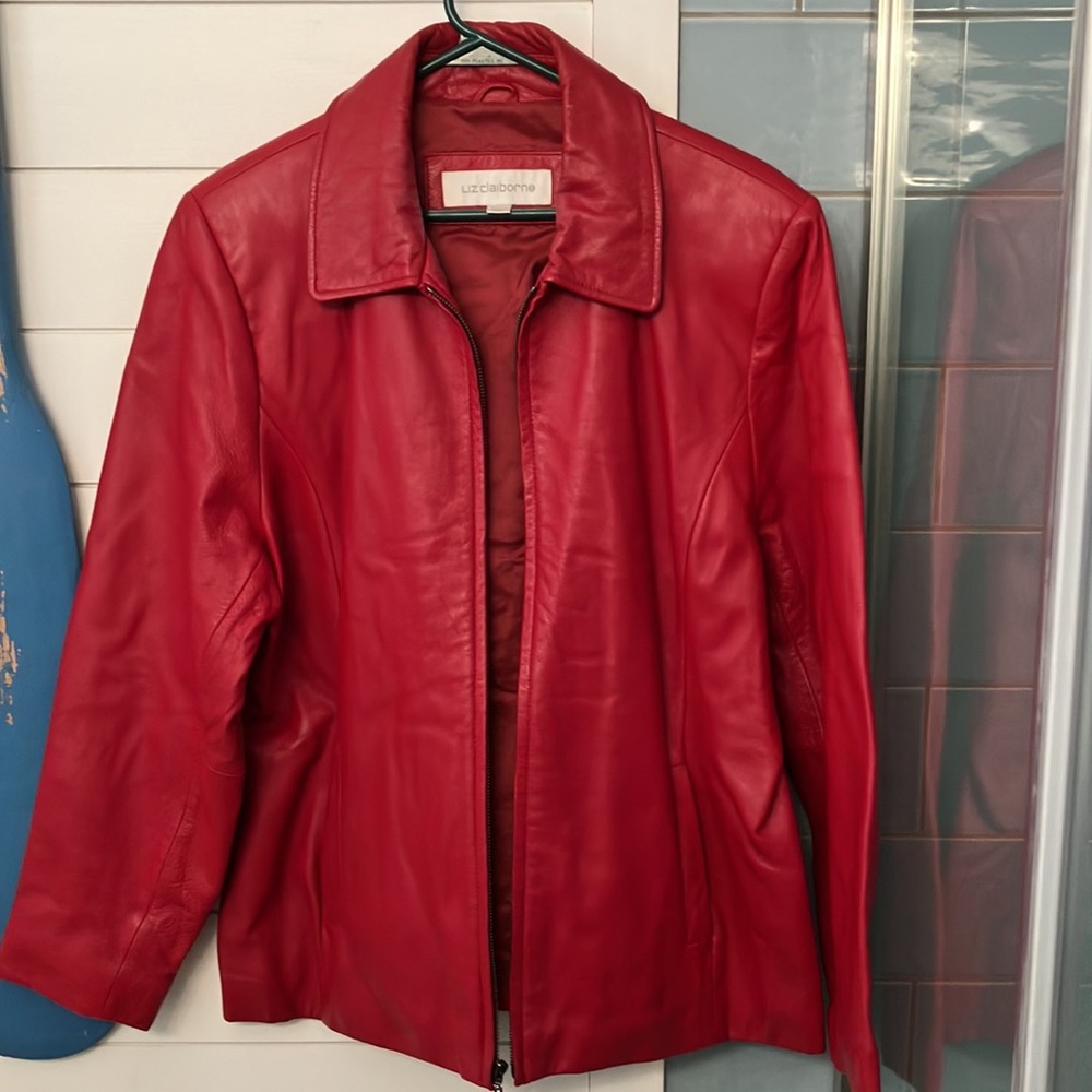 Liz Claiborne red leather jacket